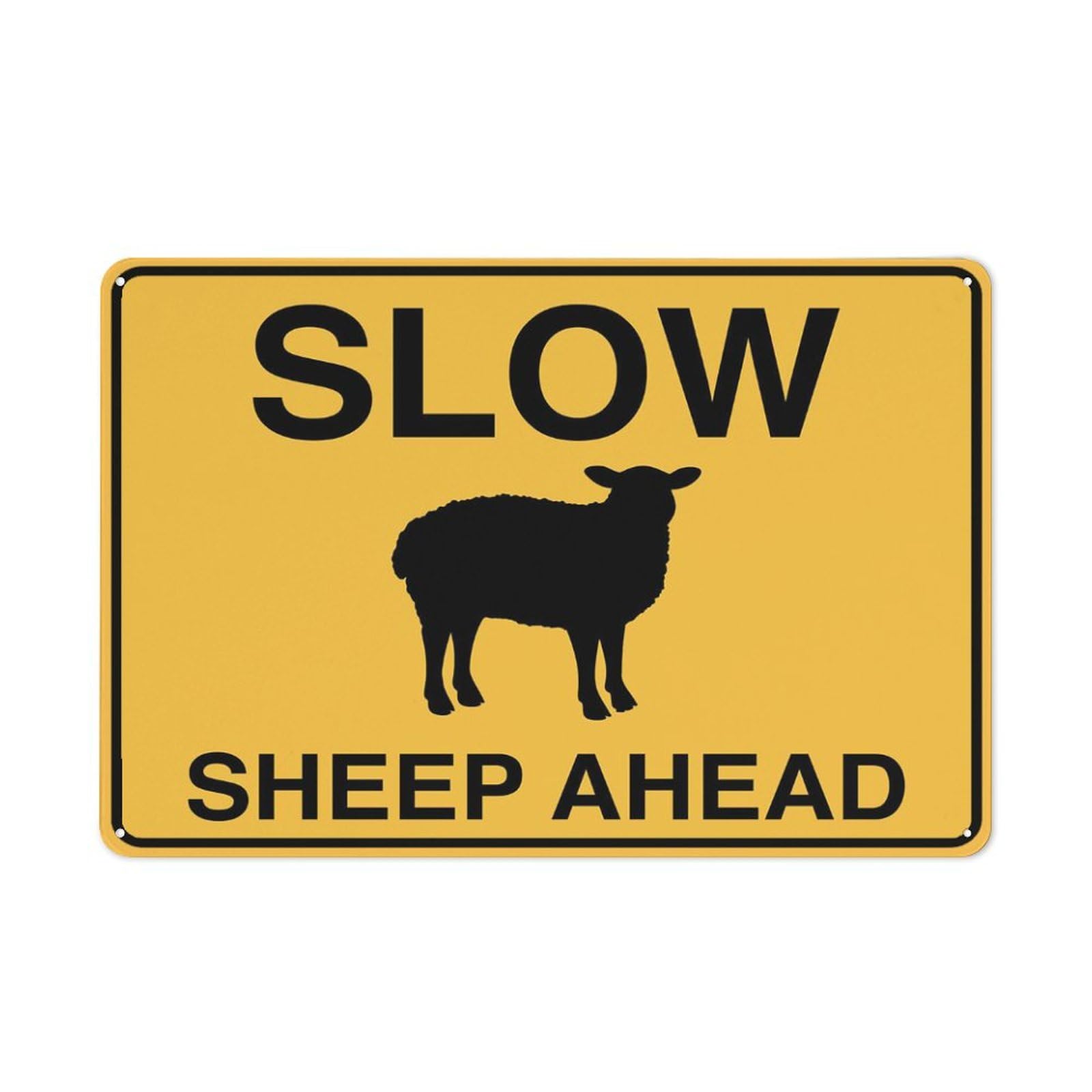 Slow Sheep Ahead Long Sign 8X12 Inch Rust Free Aluminum Easy To Read & Sturdy Keep Out Outdoor Metal Signs For Home Farm Yard