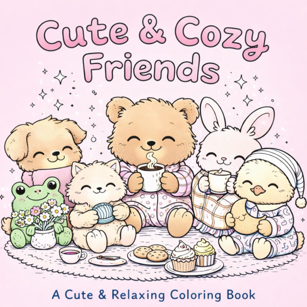 Cute&Cozy Friends: Cute & Relaxing Coloring Pages (Cute & Cozy Coloring Series)