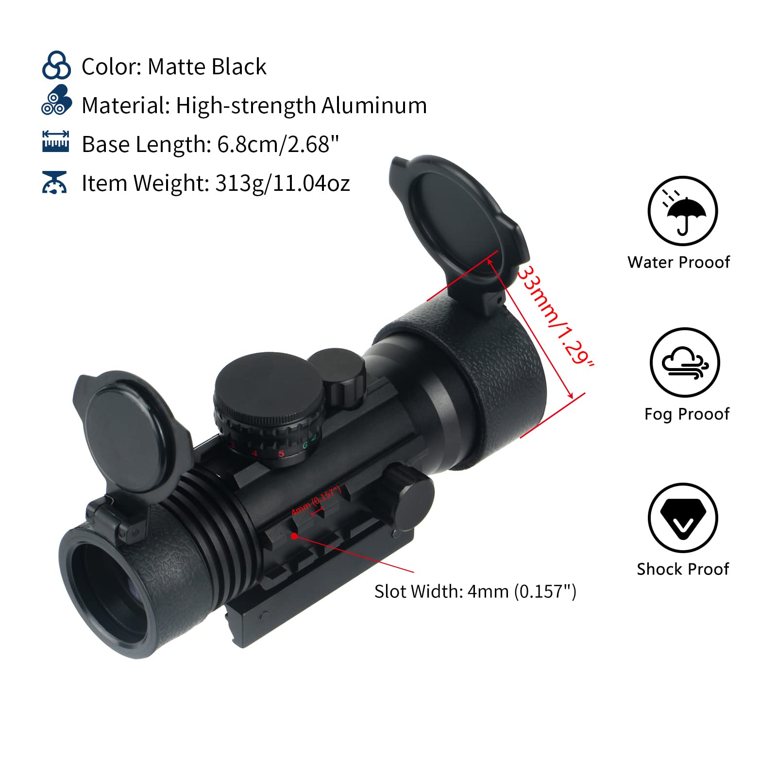 FoxSpook Mirino A Punto Rosso Per Fucile Mirino A Punto Rosso E - Foto 5