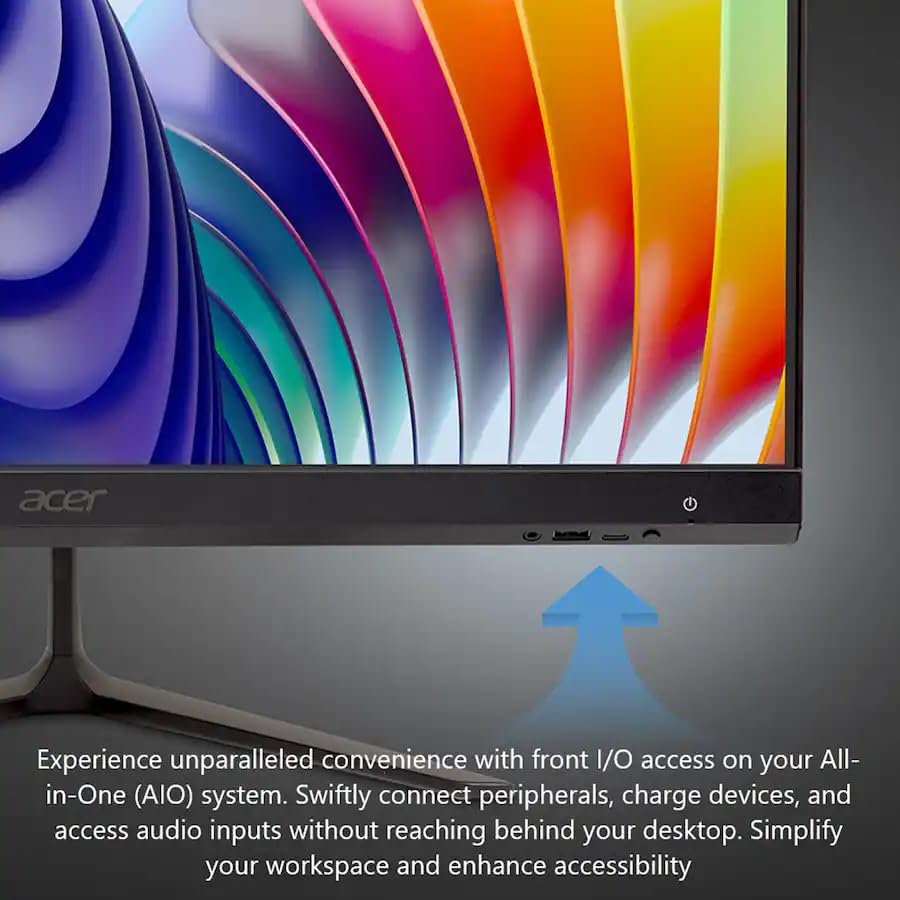 Image of acer Aspire 24 inch All-in-One Desktop Computer • 5-core Intel Core i3-1305U • 32GB RAM • 1TB SSD • Office 365 for The Web • HDMI + DisplayPort, Wi-Fi 6 • Wired Keyboard & Mouse • Windows 11