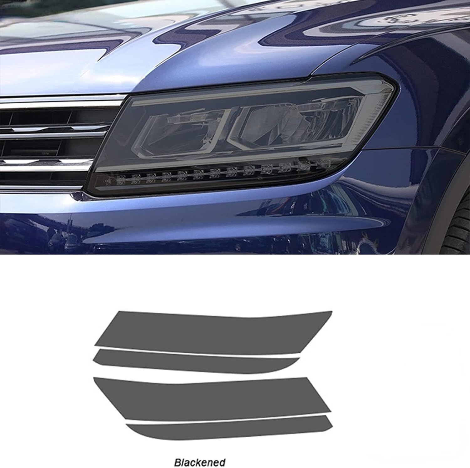 Car Headlight Protective Film for VW Tiguan 2017-2019, Smoked Black Transparent TPU Sticker,Blackened