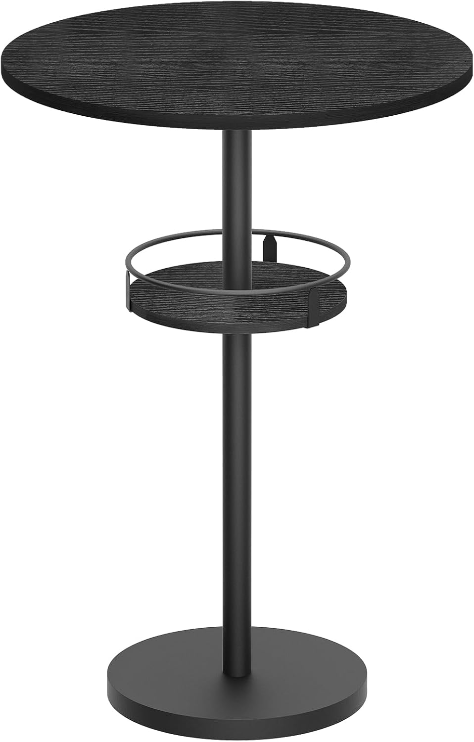 YATINEY Bar Table with LED Light, Round Bar Table, High-top Table with Metal Frame, Pub Cocktail Table, Large Base for Living Room, Kitchen, Bar, Black BT15UDBB