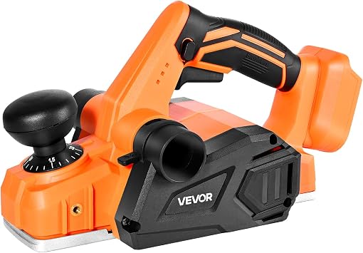 VEVOR Cordless Handheld Planer, 3-1/4-Inch Cut Width, 15000 RPM Electric Hand Wood Planer with Brushless Motor, Adjustable Cut Depth for Woodworking, Compatible with VEVOR 18V Battery Bare Tool Only