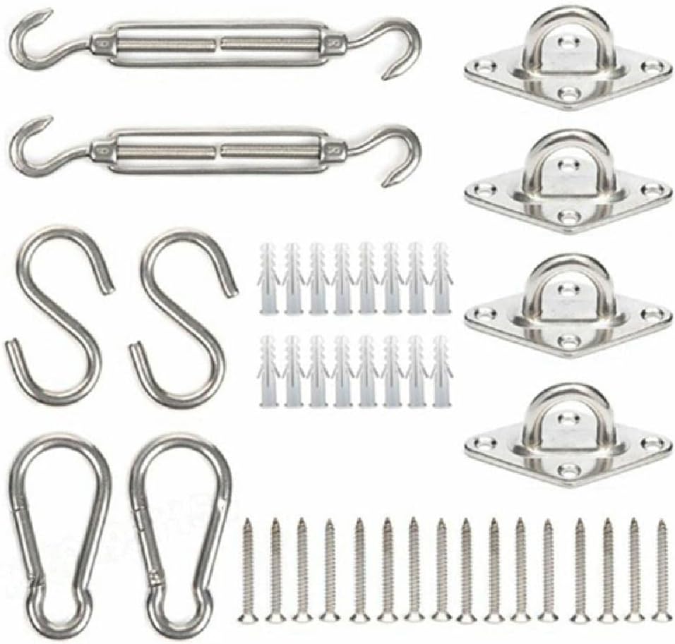 Rectangle Sun Shade Sail Hardware Kit Stainless Awning Attachment Set Sun Shade Sail Canopy Fitting for Outdoors Garden Awning Attachment for Canopy rustproof for Outdoor Patio Lawn Yard Garden (10 a