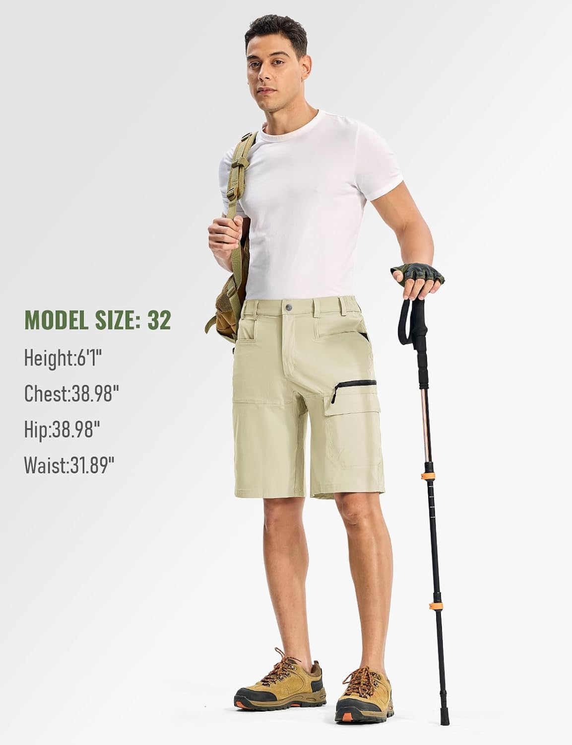 Rdruko Men's Hiking Shorts 9" Quick Dry Lightweight Water Resistant Work Outdoor Shorts with 5 Pockets