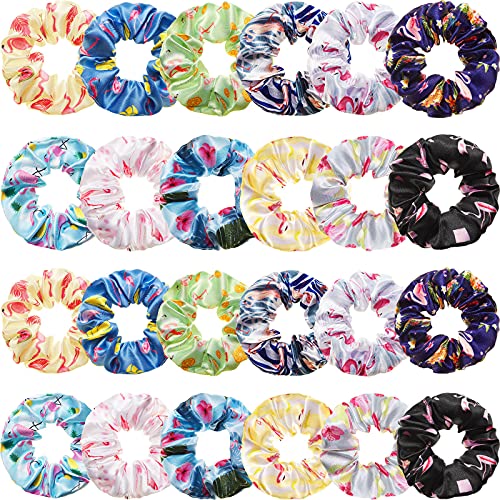 24 Pieces Flamingo Hair Scrunchies Tropical Scrunchies Pineapple Hair Scrunchies Hawaii Scrunchies Rainforest Elastic Hair Band Tie Summer Hair Scrunchies for Women Girls Hair Accessories Hair Ties