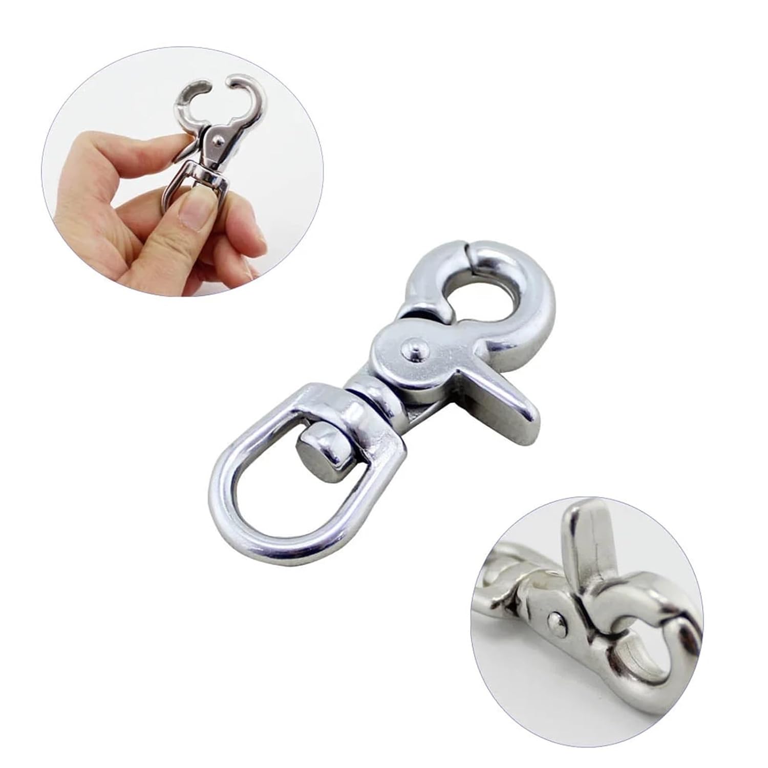 5PCS Trigger Clip Hook Stainless Steel 316 Swivel Spring Eye Snap 65mm for Rope