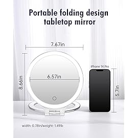 FASCINATE Magnifying Mirror 10X 1X Double Sided Magnification Makeup Vanity Mirror Rechargeable Lighted Mirror with 3 Color Setting Adjustable Rotation LED Vanity Desk Mirror
