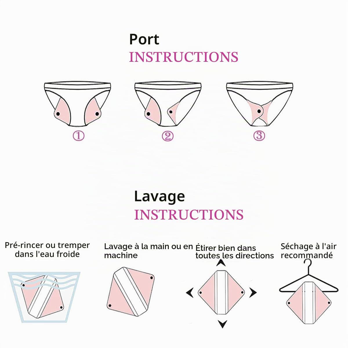 Serviettes Hygiéniques Lavables Réutilisables 10 Pack - Taille M (26cm) Flux Modéré, Bambou Confortable + PUL Imperméable, Protection Périodique Durable, Sac Étanche Inclus