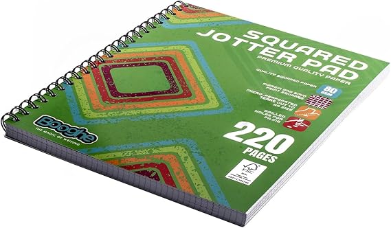 A4 Squared Jotta Notepad – Wirebound, 220 Pages, 80 GSM Premium Paper with 4-Hole Punch, Margins & Perforated Sheets, Perfect for Maths, Engineering & Office Use (Pack of 1)