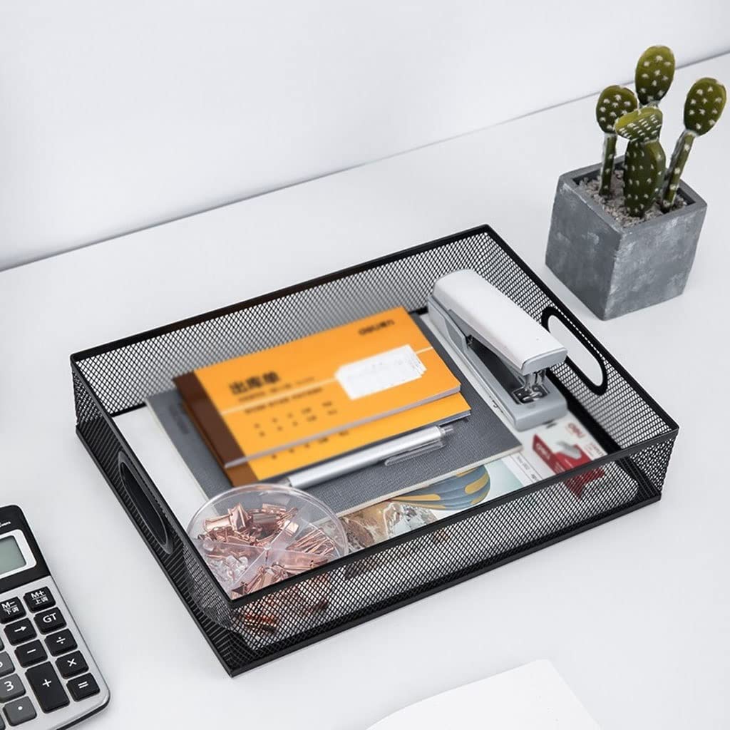 Zeitschriftensammler aus Metallgeflecht, mit Griff, 32,5 x 22,9 x 6,9 cm, stilvoll für Zuhause und Büro, Aufbewahrungslösung für Zeitschriften, Akten und Dokumente, Schwarz