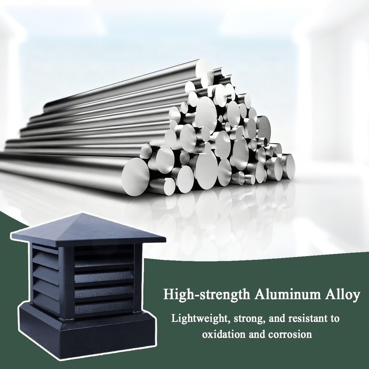 Aleación de aluminio sombrerete de chimenea 9.8 11.8 13.8 in, cortaviento cubierta con parte superior cónica, Louvre Cuadrado chimenea sombreretes de chimenea Sin tornillos para protección de