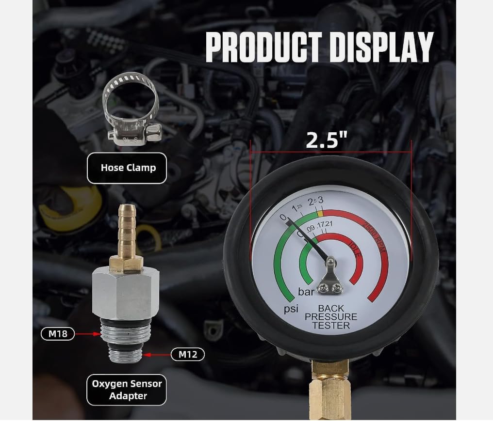 Tester di Contropressione Dello Scarico, Di Scarico Test Meter Manometro Tester Auto Tubo Di Scarico Collegamento Rilevatore Kit,Kit di Prova Della Pressione del Carburante