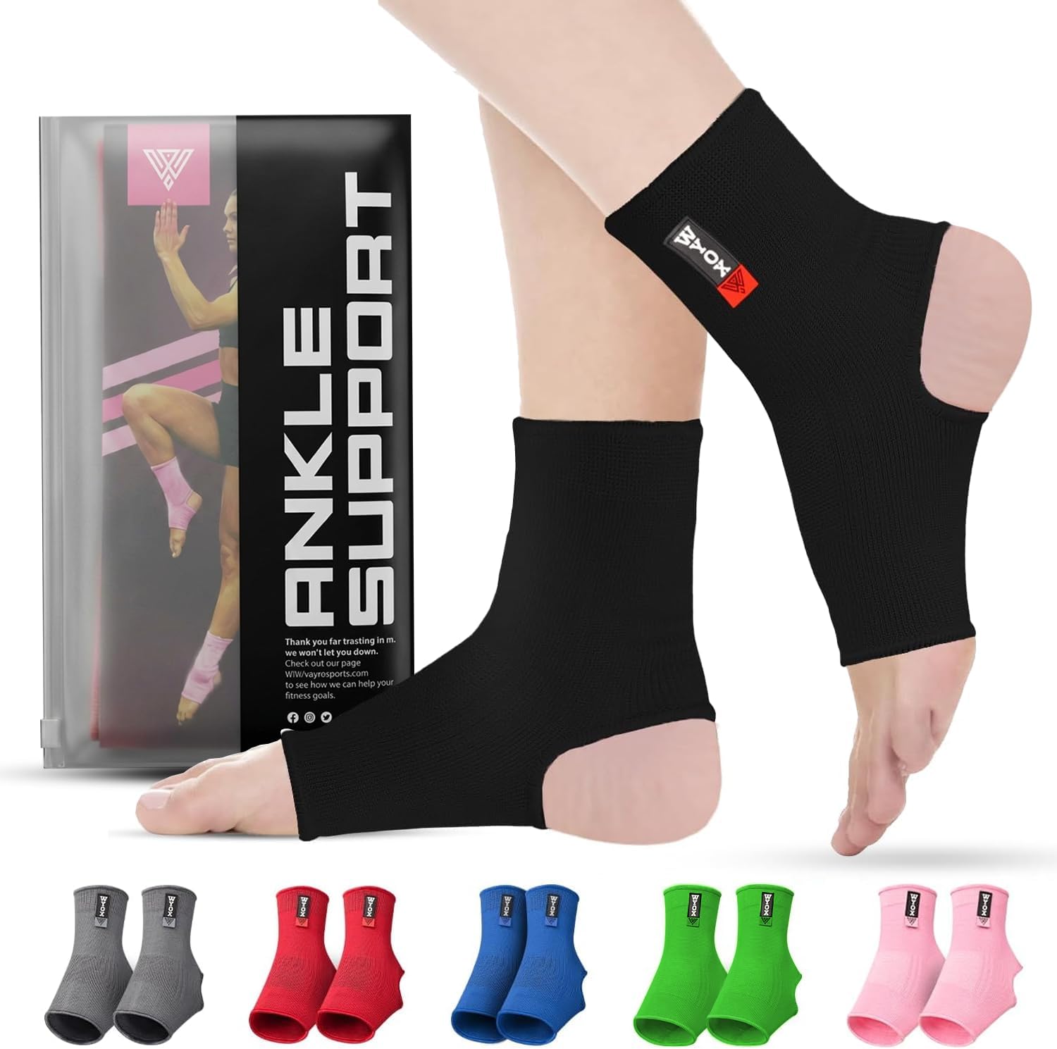 WYOX Ankle Brace for Sprained Ankle - Stabilizer Brace for Women, Support for Men, Achilles Tendonitis Wrap, and Compression Sleeve - Perfect for Running, Gym, Boxing, and Sports (Black, L/XL)