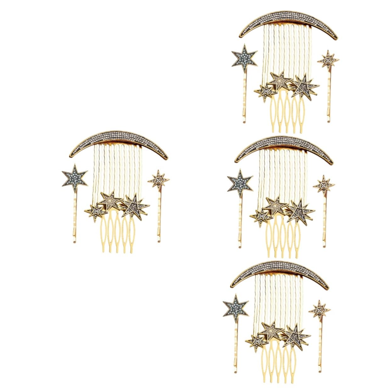 Healeved 4juegos Accesorios De Pelo Vintage Estrellas y Luna Juego Peines y Para Peinados Elegantes Bodas y