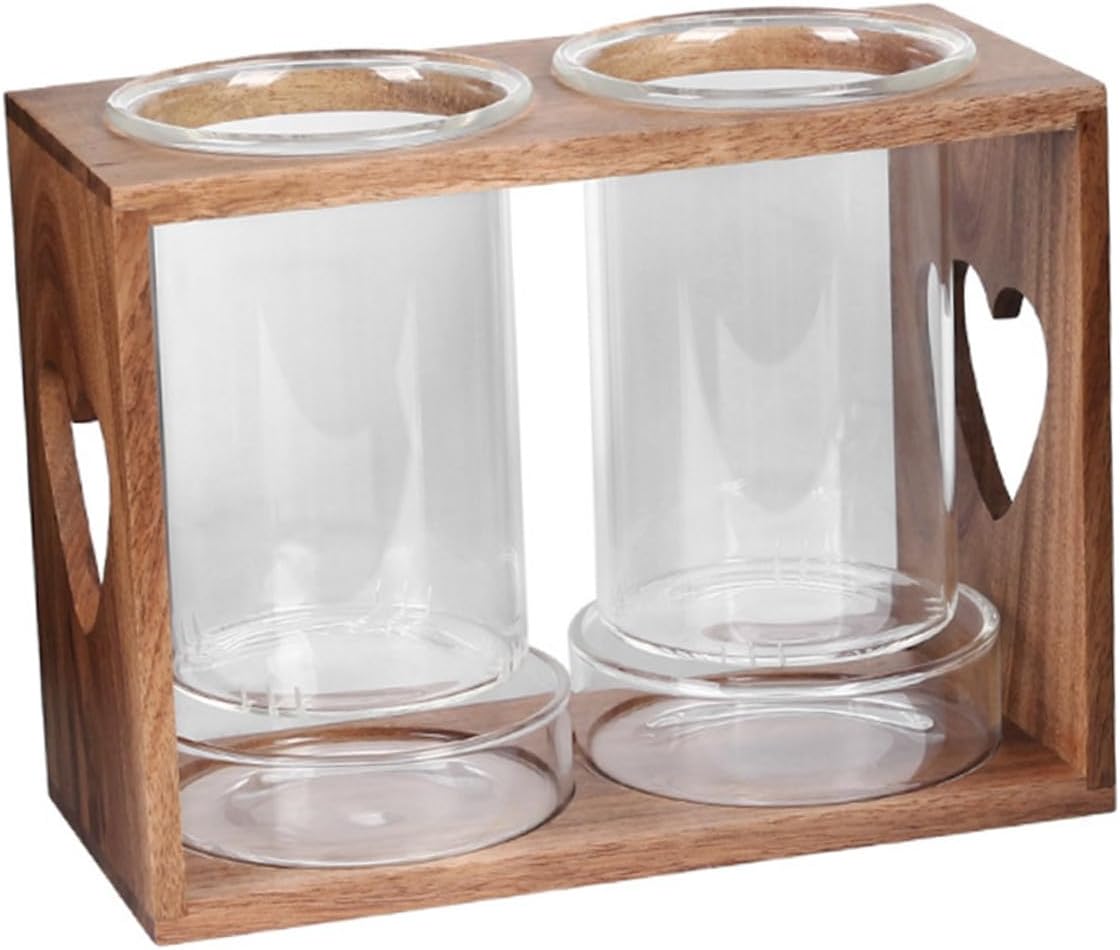 Acacia Wood Chopstick Drain Rack with Glass Cutlery Canisters and Drip Trays, Household Cutlery Organizing Rack for Kitchen Counter and Restaurant Storage