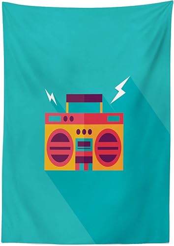 Miniatura 2 de Lunarable Mantel musical para exteriores, Ghetto Blaster Audio Retro Boombox con una sombra larga, mantel decorativo lavable de picnic, 58 x 120