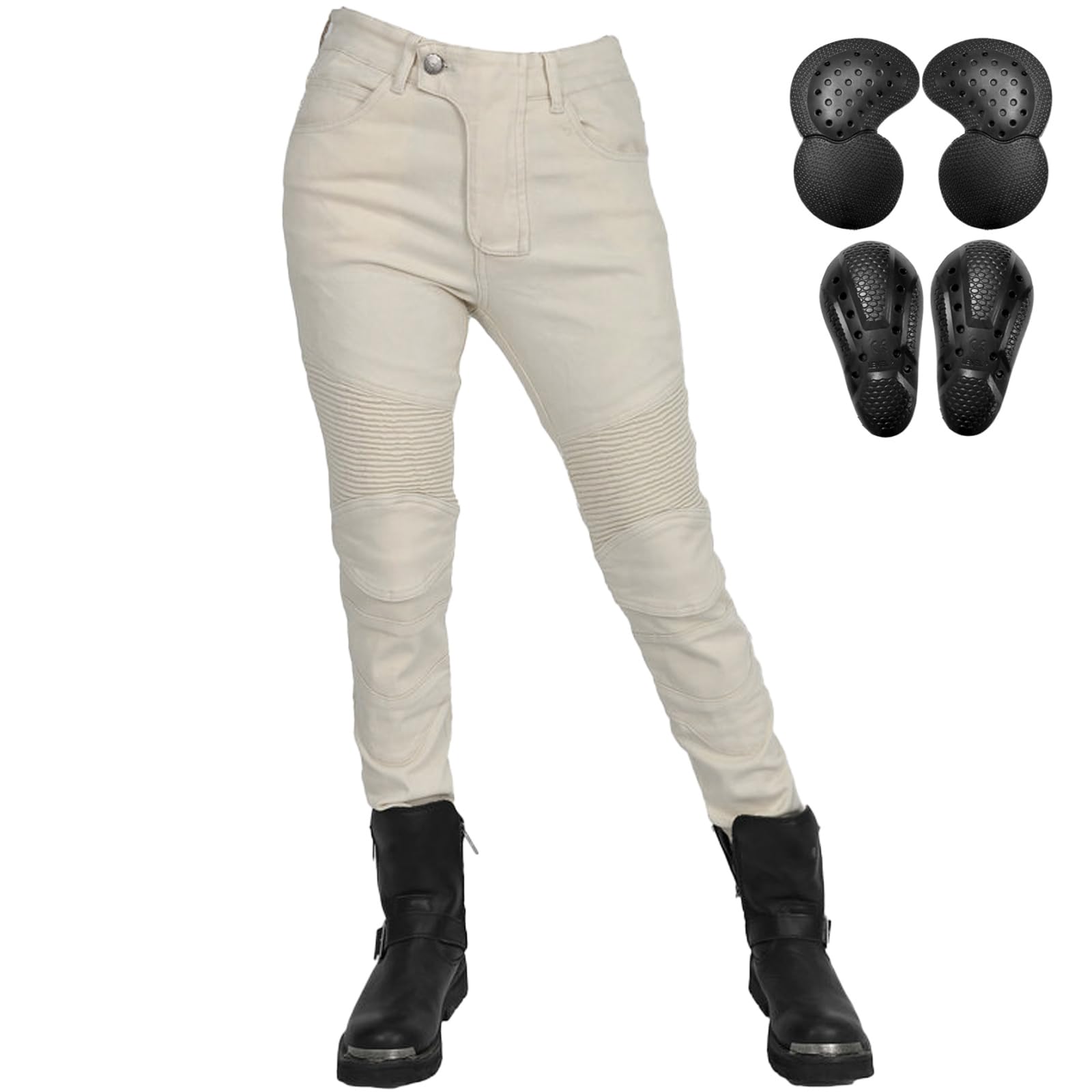 Pantalon de Moto Femme Jean Stretch Anti-déchirure Résistance à l'eau Vintage Casual Vélo Racing Homme Pantalon de Protection Vêtements de Sécurité avec Amovible Améliorée Protéger Pads