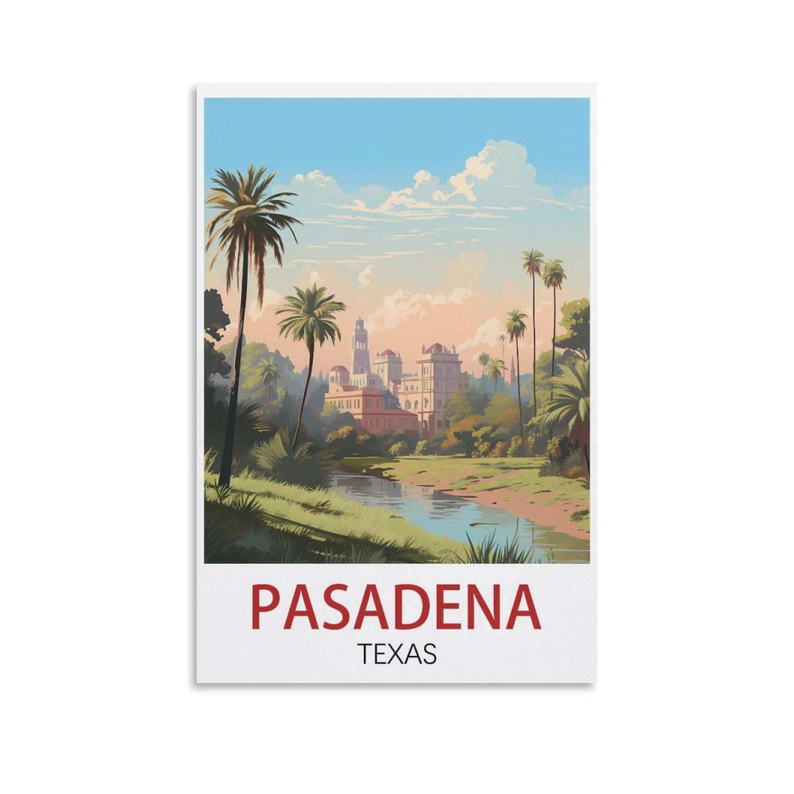 EZMLFA DIY Diamond Painting,Pasadena Texass 5D Landscape Diamond Painting Kits for Adult, Gem Art Crystal Art Kits for Adults, for Home Wall 40x40cm
