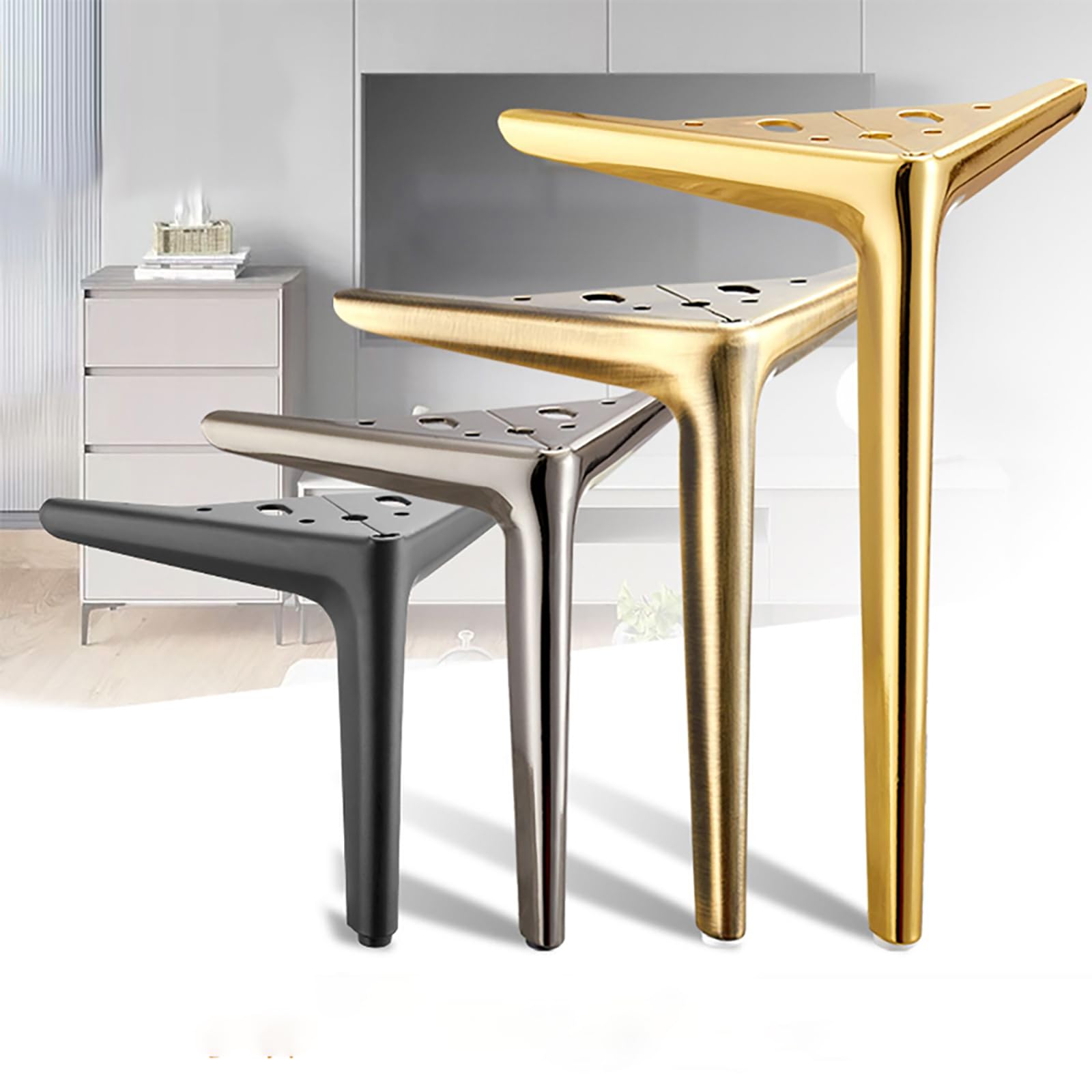 4X Patas para Muebles, Piernas ligeras de lujo de la ayuda de los muebles Piernas del ，para DIY Muebles Metal Patas de Mesa gabinete,Armario,gabinetes de TV,cajones (25CM,Wood Grain Brown)