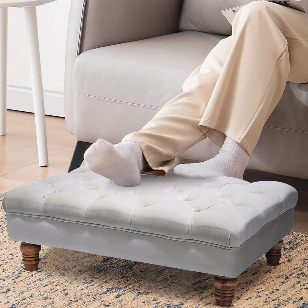 INMOZATA Chesterfield Ottoman Footstool Velvet Deep Buttoned 