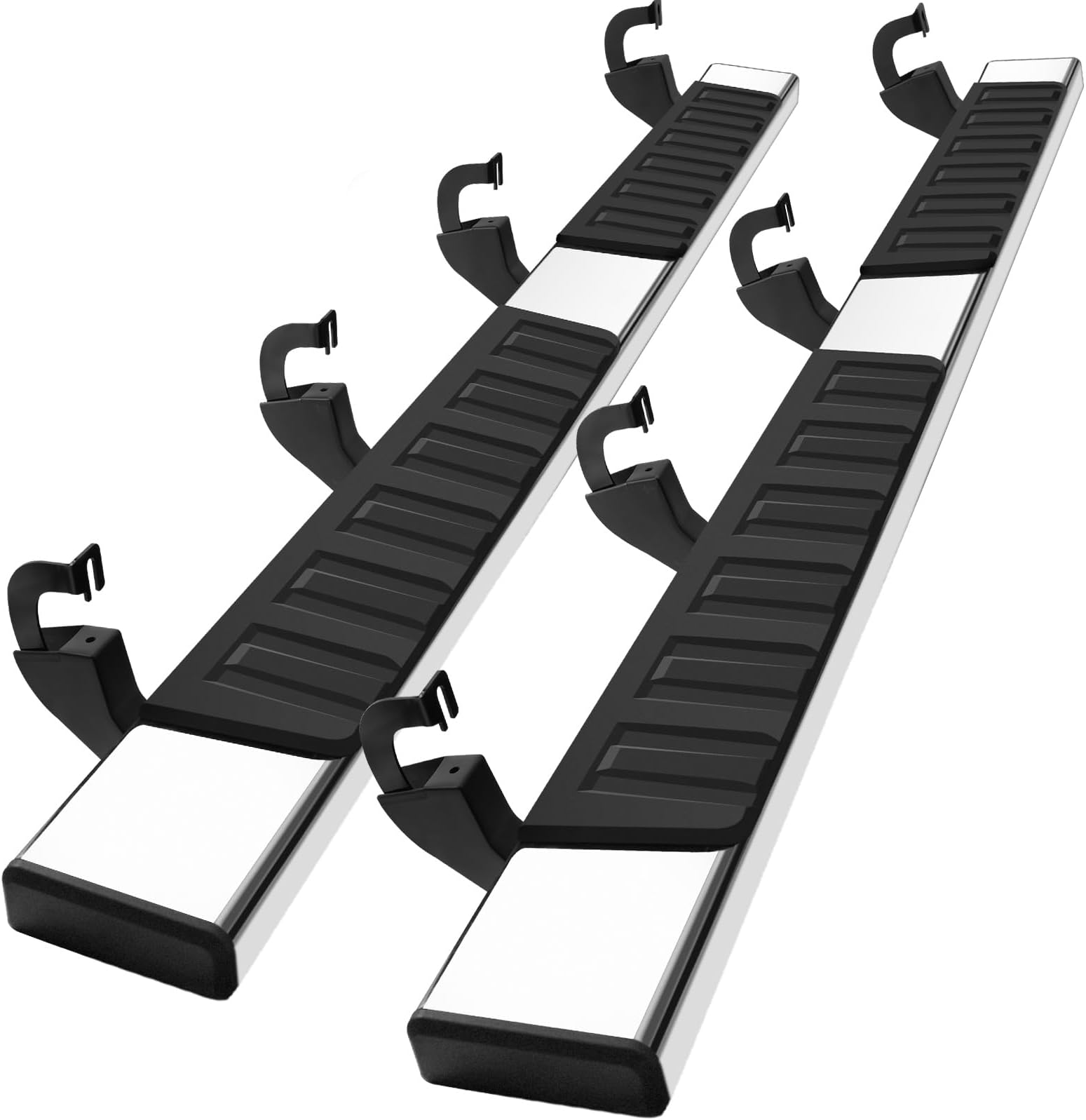 COMNOVA 6" Running Boards Compatible with 07-18 Chevy Silverado/GMC Sierra 1500 Crew Cab; 07-19 2500 3500HD. Running Boards for Silverado Crew Cab(Including in 8 Brackets with Plastic Covers)