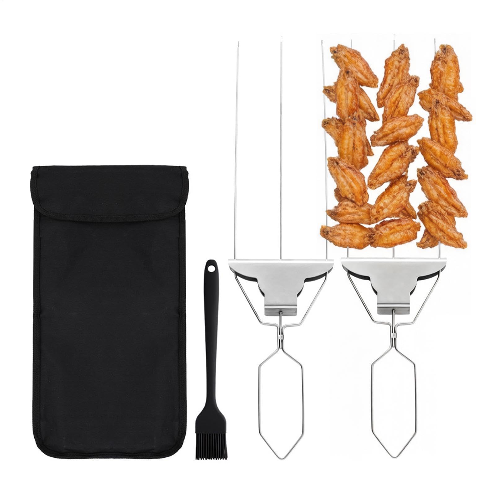 Pinchos de barbacoa planos de 3 dientes reutilizables para parrilladas de carne