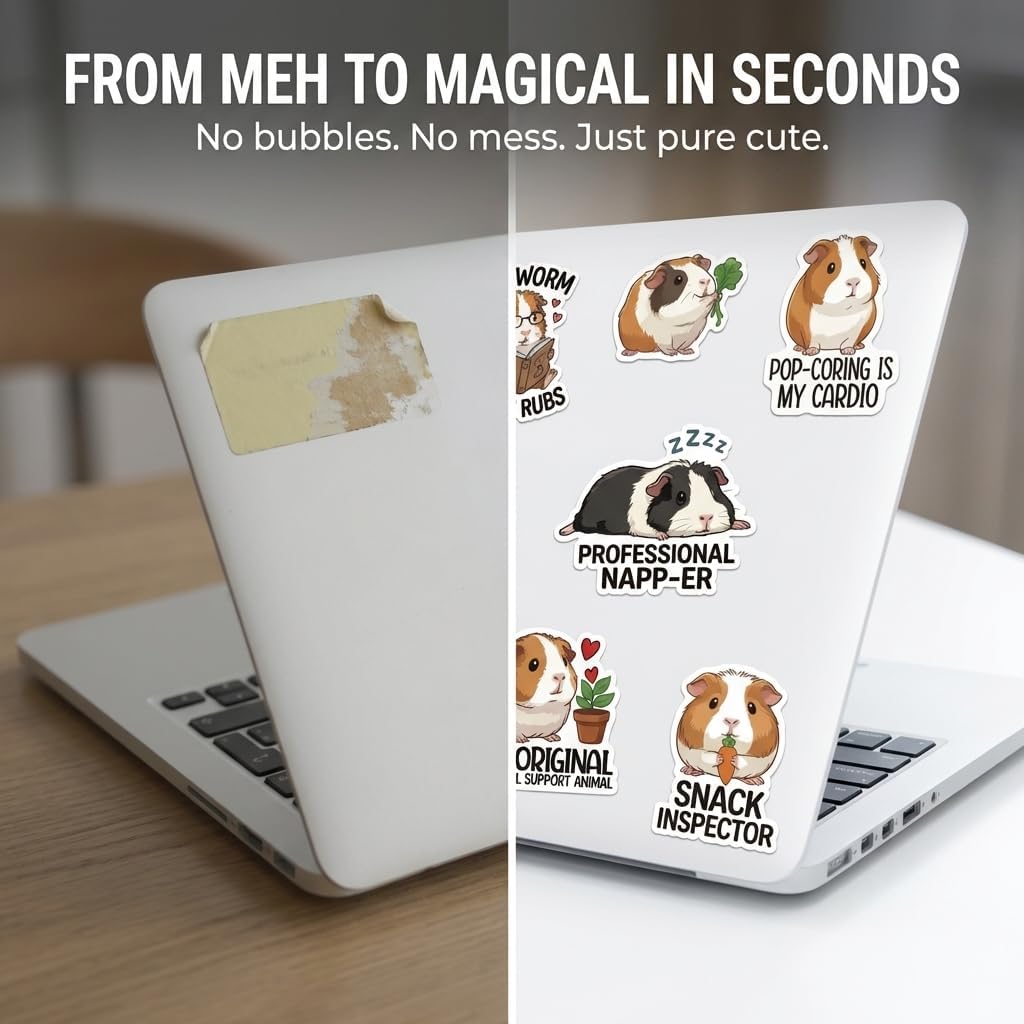 20PCS Guinea Pig Stickers - Cute Hamster Stickers, Funny Cartoon Animal Vinyl Decals for Laptop Water Bottle Notebook Phone Skateboard, Guinea Pig Lover Gift Aesthetic Pet Stickers image 4