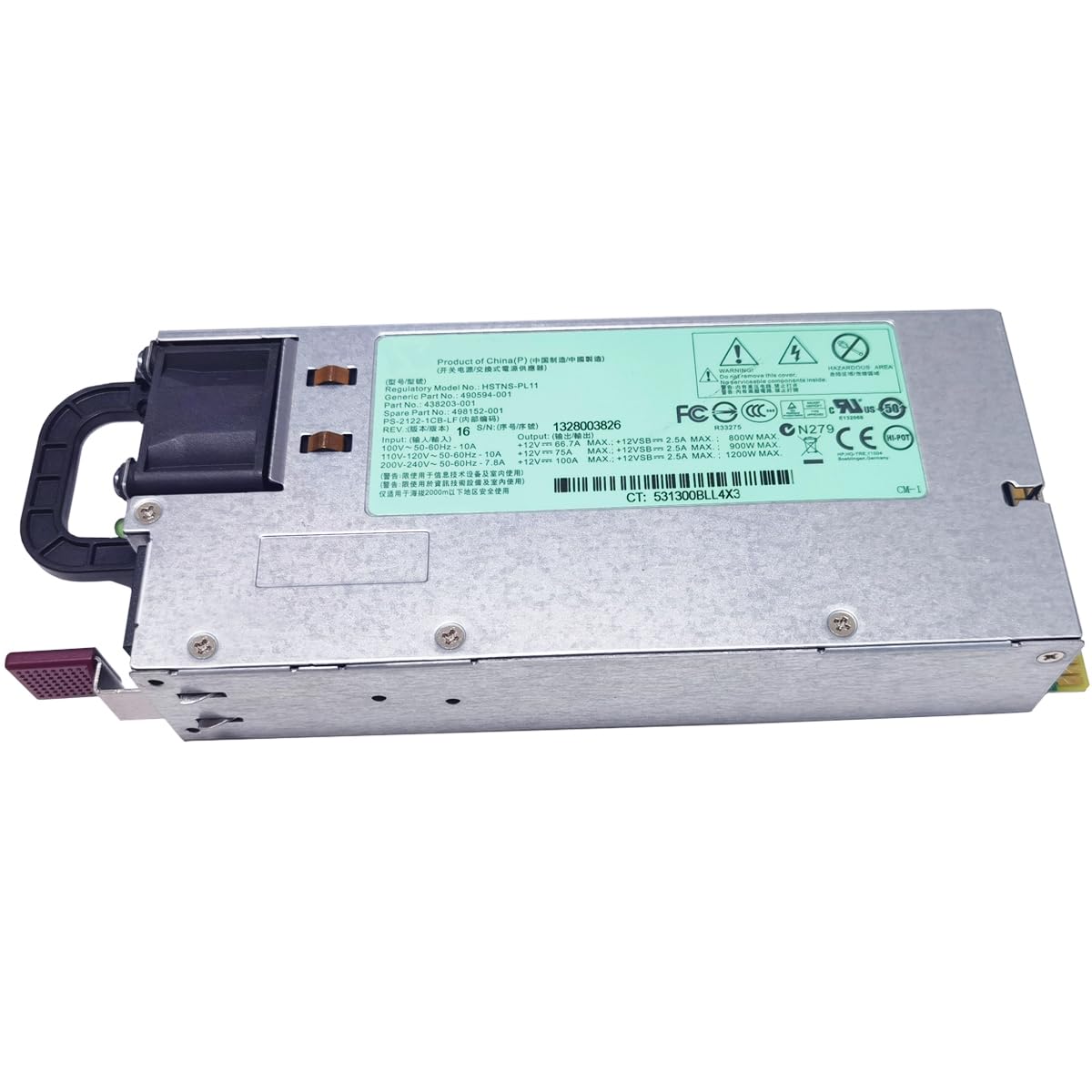 1200W 12V HSTNS-PL11 490594-001 438203-001 498152-001 PS-2122-1CB-LF Server Netzteil PSU für HP Proliant DL580 G5 G6 G7