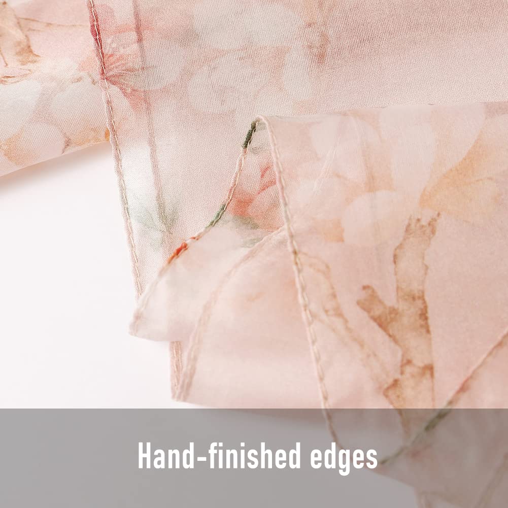 STORY OF SHANGHAI Sciarpa di 100% Seta da Donna Foulard Chiffon con Fantasie Orientale Semi-Trasparente