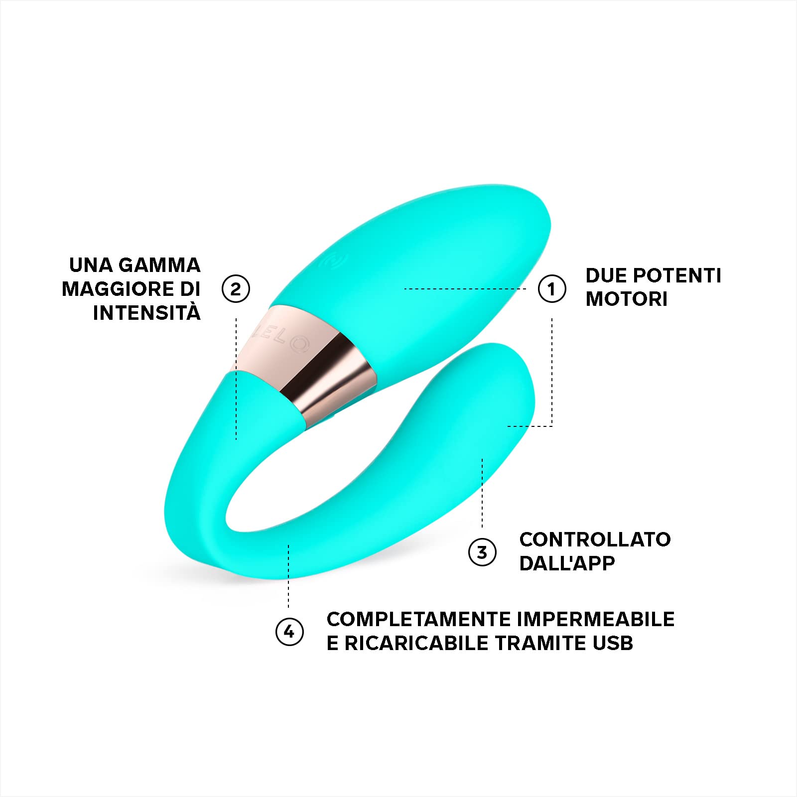 LELO TIANI Harmony Vibratore per la Coppia Controllato Tramite App con Stimolatore Clitorideo Femminile, Vibratore Donna con Comando a Distanza, Sex Toys per la Coppia, Aqua