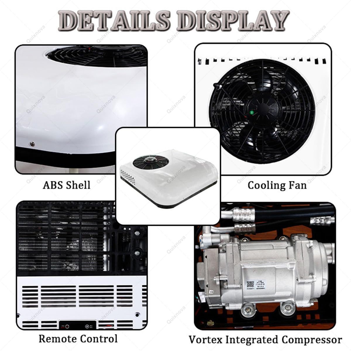 Aire Acondicionado de Techo de 12V/24V para refrigeración de vehículos recreativos, Aire Acondicionado de estacionamiento Ultra silencioso para Camiones, caravanas, Casas rodantes 12V