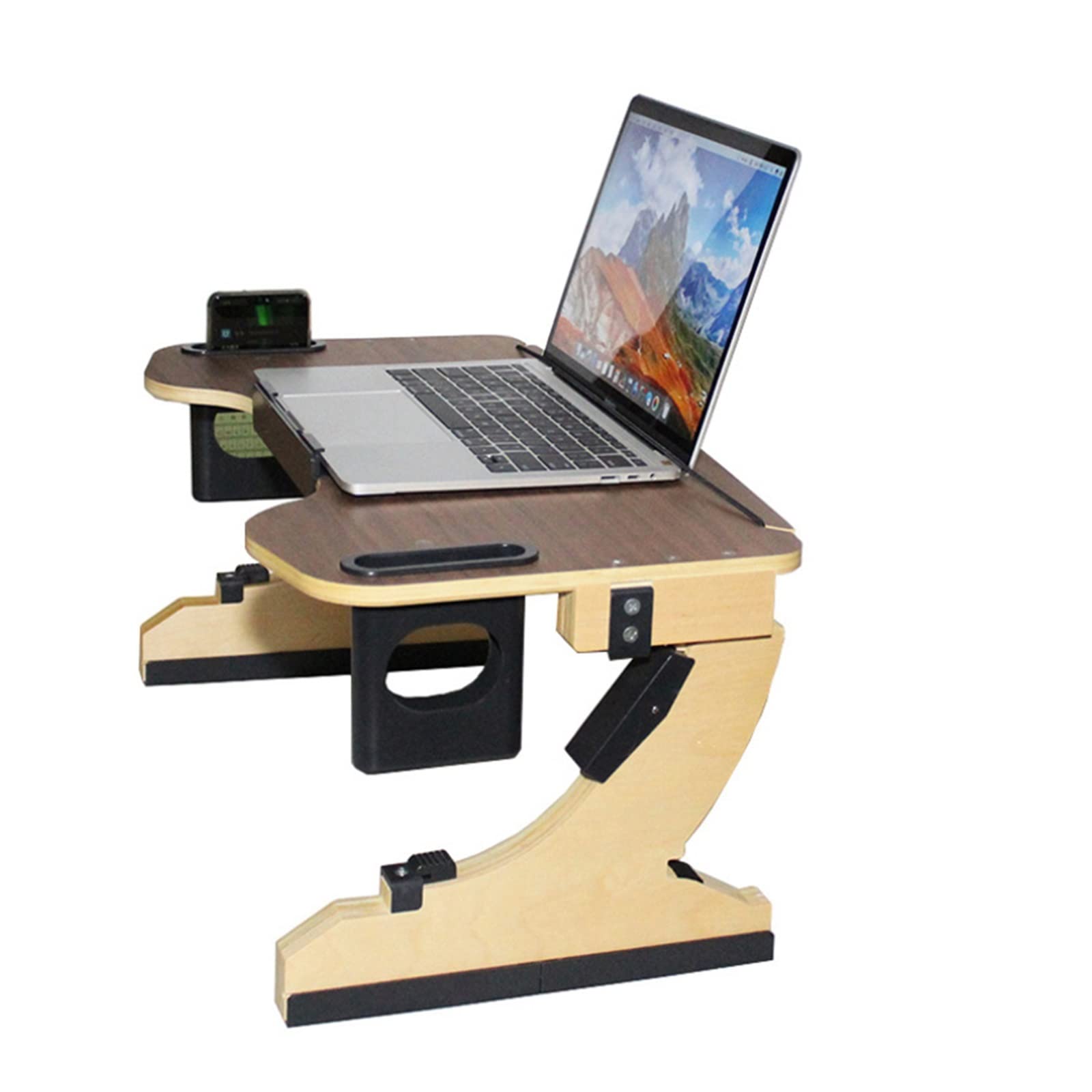 Supporto for notebook regolabile a 360 ° in legno for persona pigra multifunzionale, supporto for computer da scrivania, supporto pieghevole portatile per principianti fai da te(Portable stand-01)