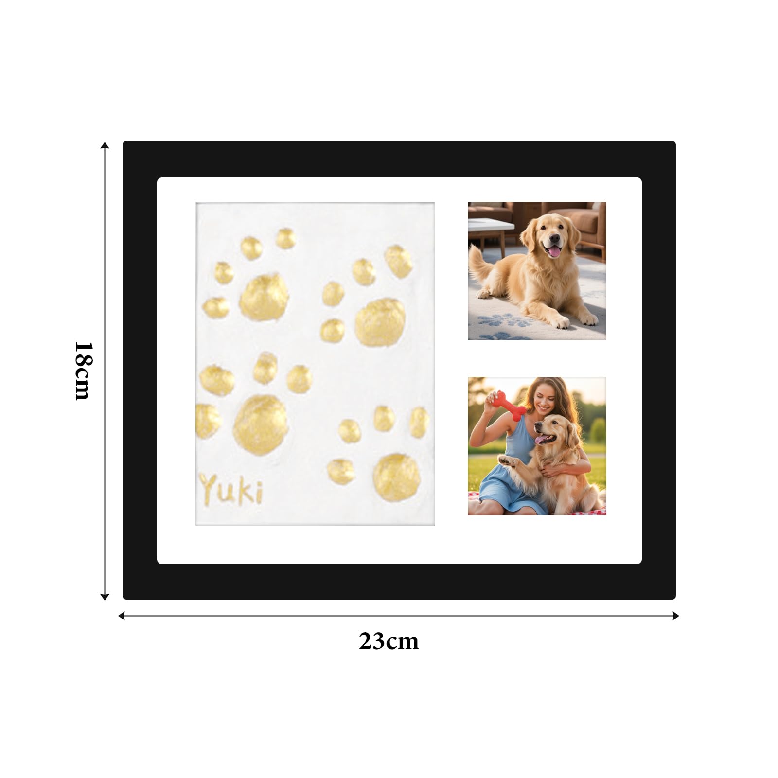 Naapesi Cornice per Foto Animali Nera con Kit Impronta Zampa Cane e Gatto, Ricordo Personalizzato in Argilla, Regalo Commemorativo per Animali Domestici