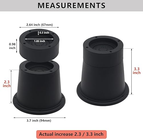 Miniatura 3 de 6 juegos de elevadores de muebles de 3 pulgadas, elevadores de cama negros para sofá, sofá, escritorio, elevadores de cama, elevadores de marco de