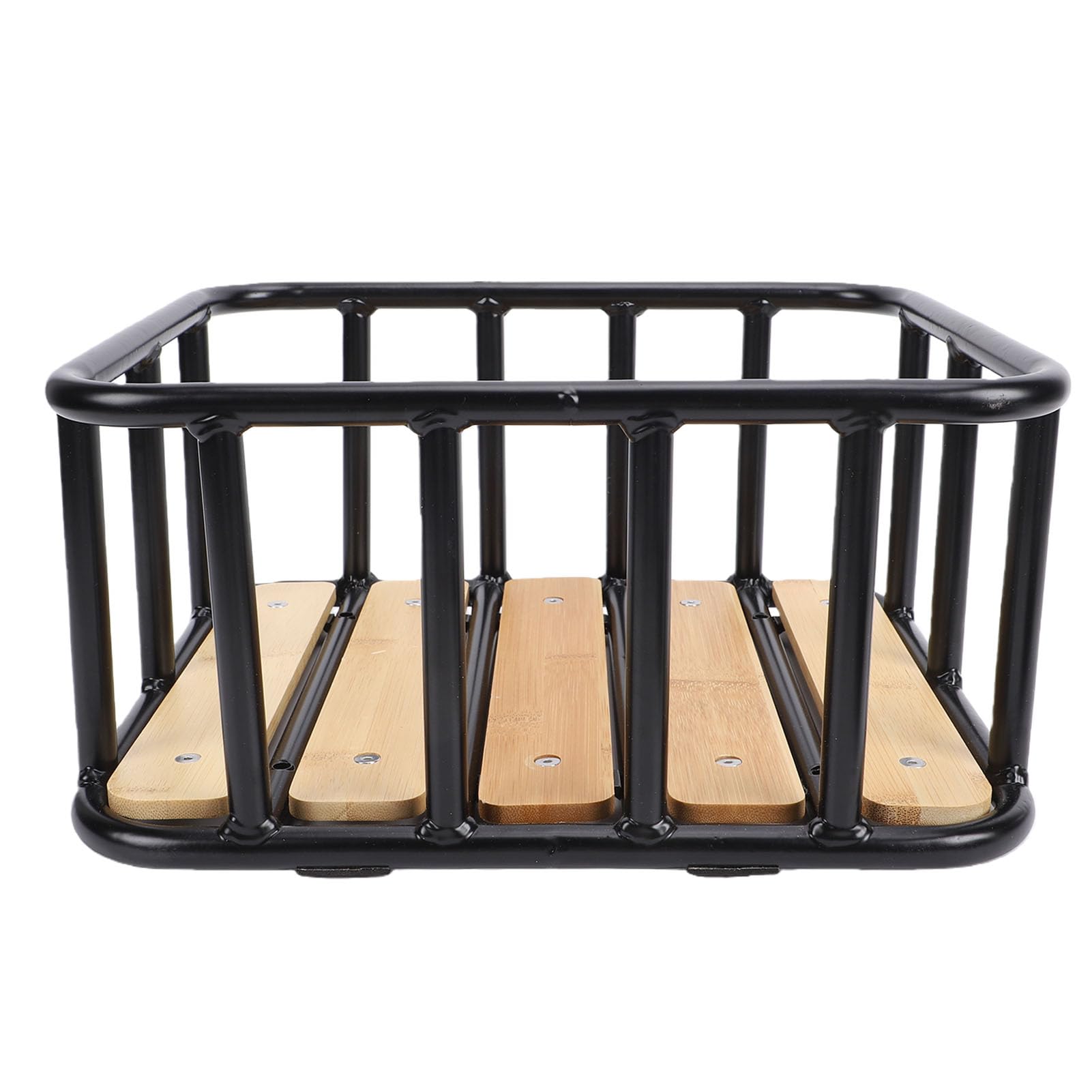 Generic Cestino Posteriore per Bici Design in Alluminio e Legno Spazioso Spazio per gli Acquisti Pendolari 35x30x16,5 Cm