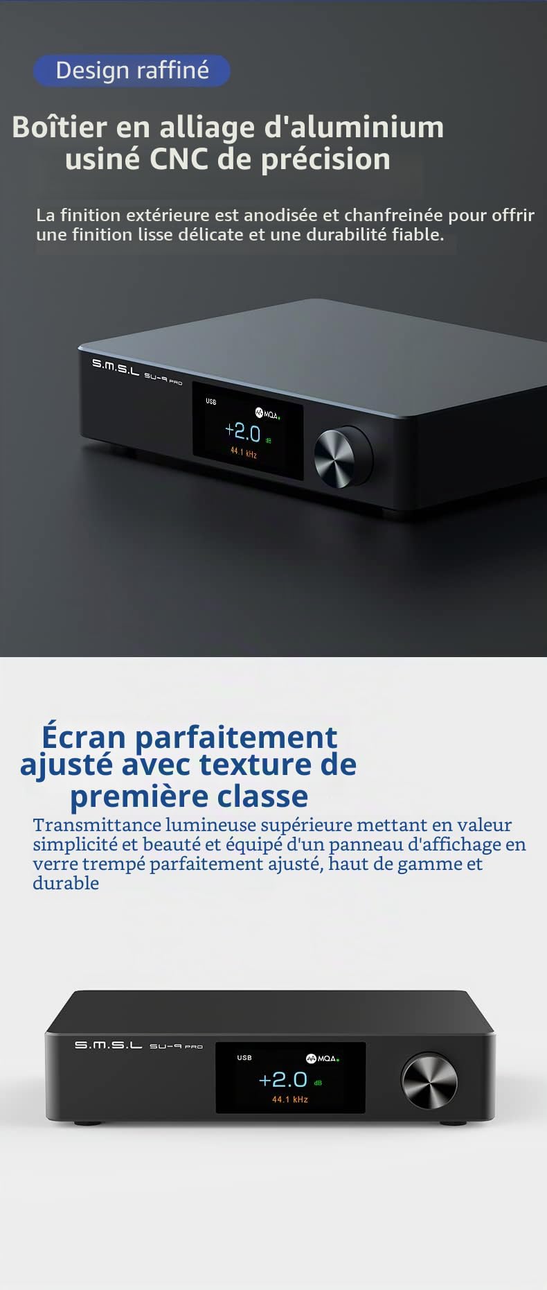 S.M.S.L SU-9 PRO Support MQA & MQA-CD LDAC Bluetooth 5.0 DSD512 XMOS XU-316 PCM 768 kHz/32 bits Qualcomm Aptx Décodeur DAC audio haute performance