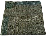 Arprani Handgefertigte Vintage-Kantha-Steppdecke, indische Baumwoll-Patchwork-Tagesdecke, wendbar, handgefertigte Decke für Bett & Couch