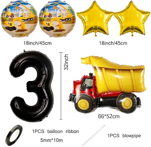 Miniatura 3 de Globos de construcción para fiesta de cumpleaños 3, globos de construcción para decoraciones de cumpleaños de 3 años, globos de aluminio gigantes,