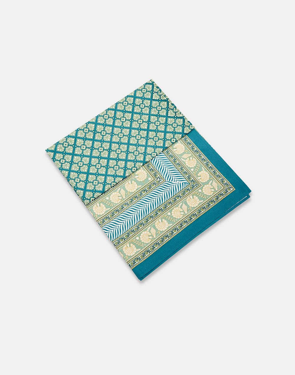 Fabindia Teal Ambara Cotton Printed Bed Cover-image-43