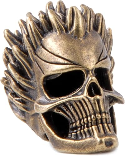 Cuentas de cordón para cuchillo, cuentas de paracaídas, 550 cuentas de paracaídas, cuentas de calavera, dijes de calavera de cobre fundido a mano,