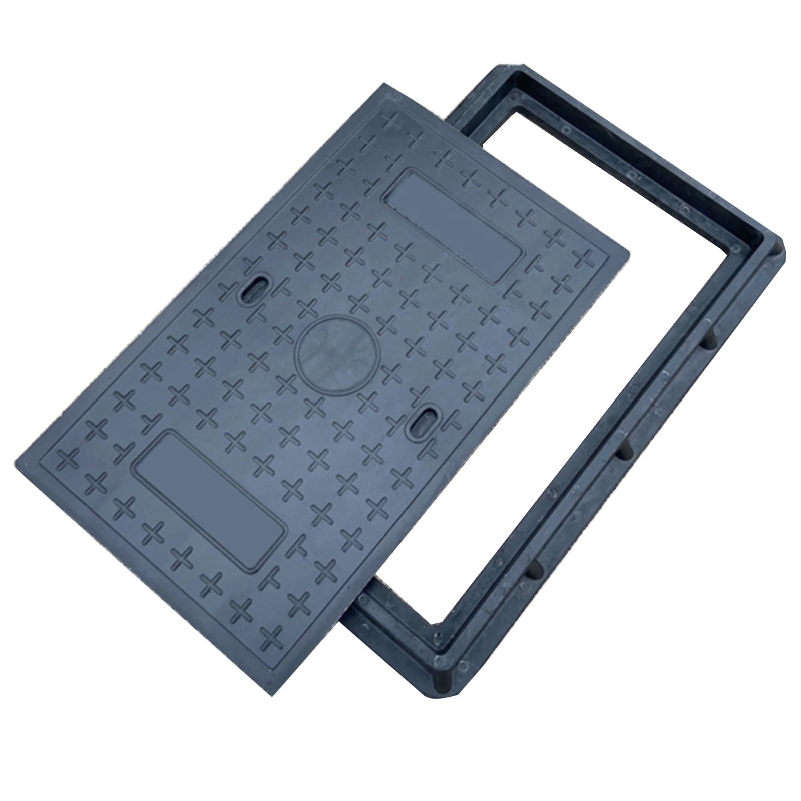 FCXWEVR Recu Manhole Cover & e BlackSteel Septic Tank Lid Fibers Sump Pump Cover for Driveway & Yard (16x24in)