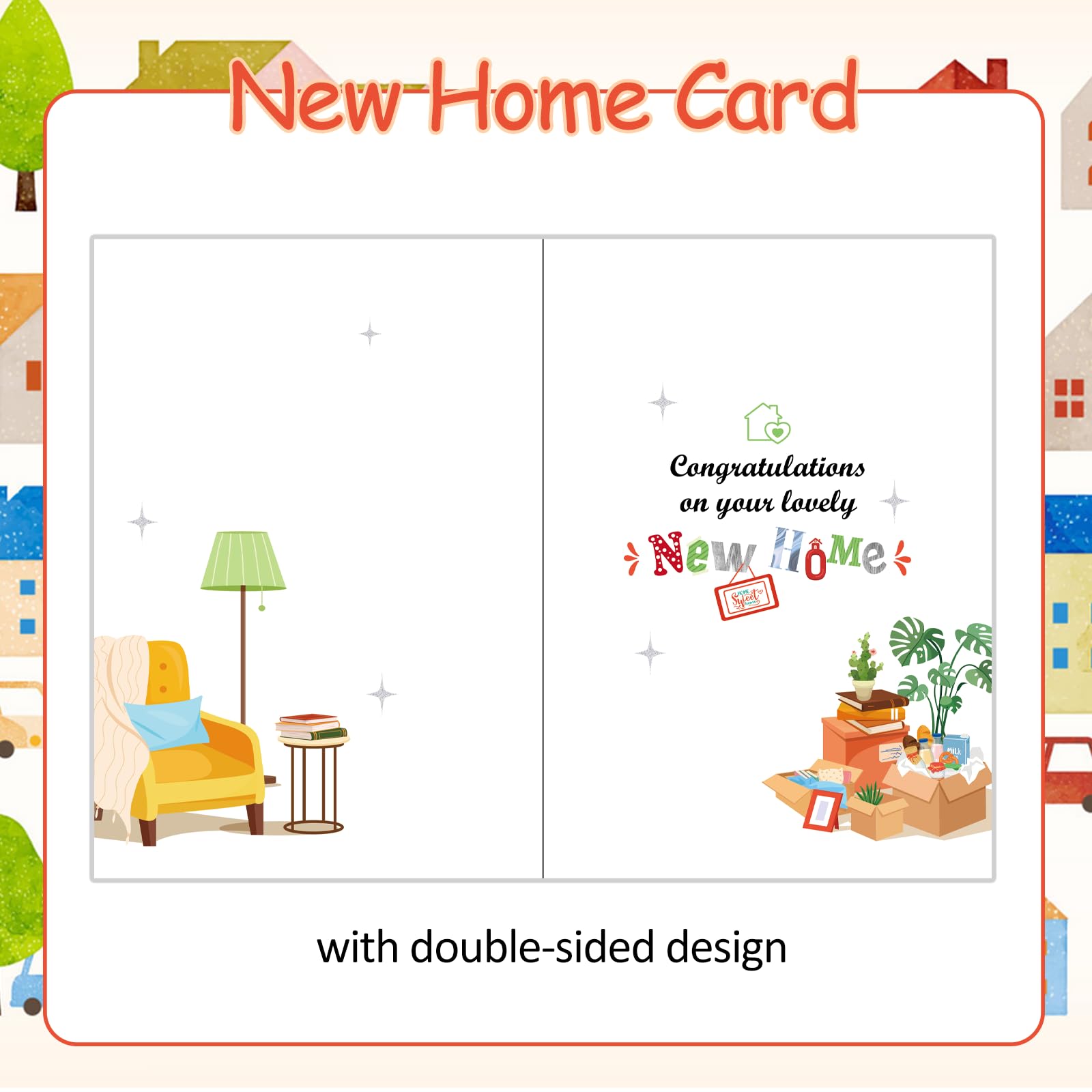 HOWAF New Home Gifts, Good Luck in Your New Home Card, with 2 Keyrings, Housewarming House Warming Gifts for Friends Couples and Family - Image 4