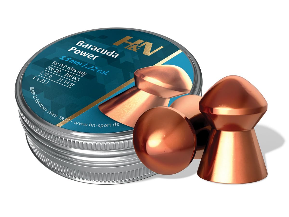 H&N Baracuda Power Domed Airgun Pellets .22 Caliber / 21.14 Grains (200 Count)