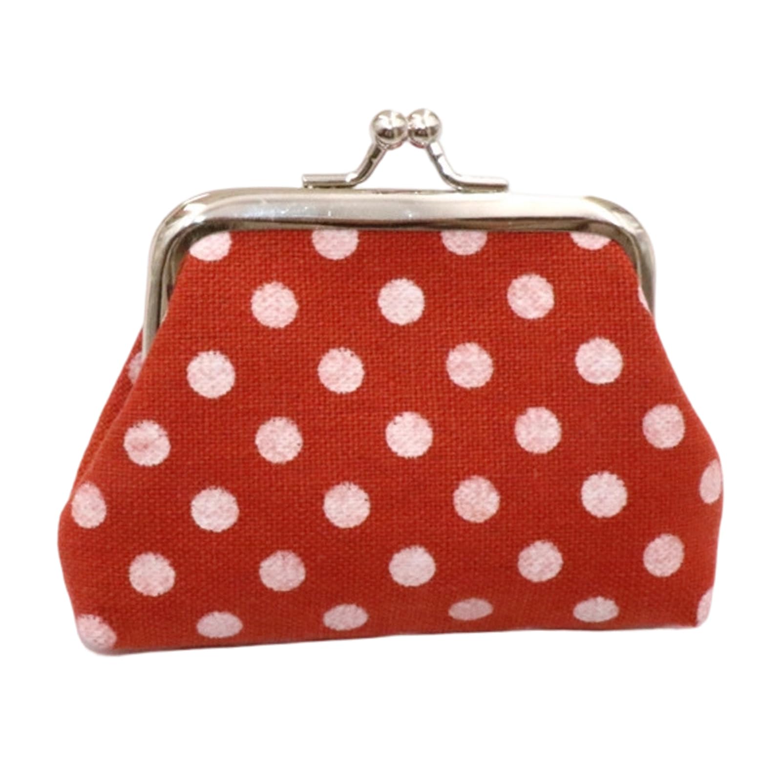 matumou Polka Dot Coin Purse, Women Canvas Change Purse, Kiss Lock Closure Pouch for Cash Jewelry Earbuds