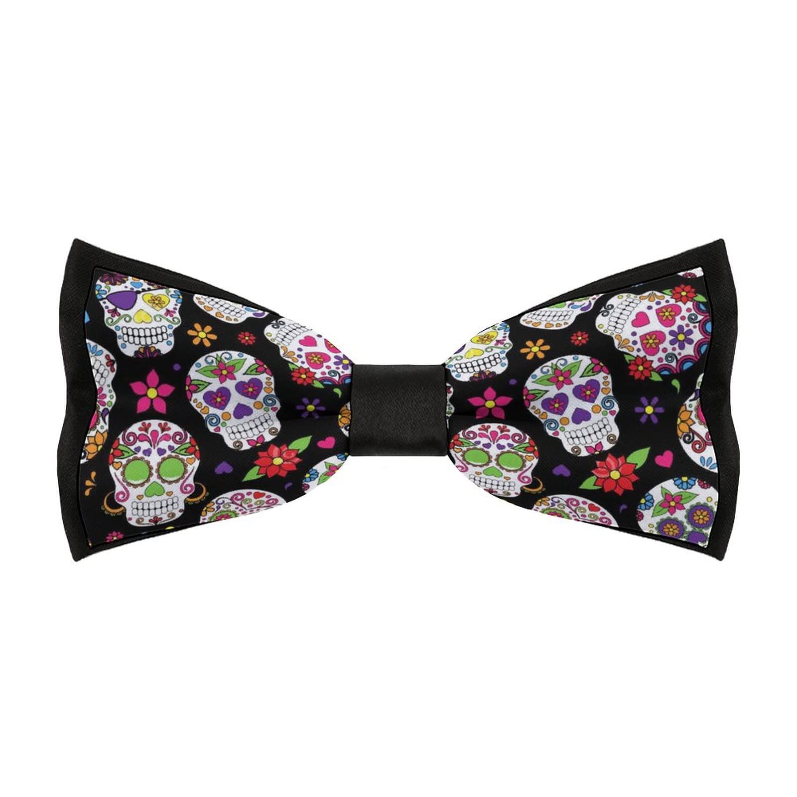 Day Of The Dead Sugar Skull Men's Pre-tied Bowties Adjustable Bow Tie Funny Necktie For Wedding Party