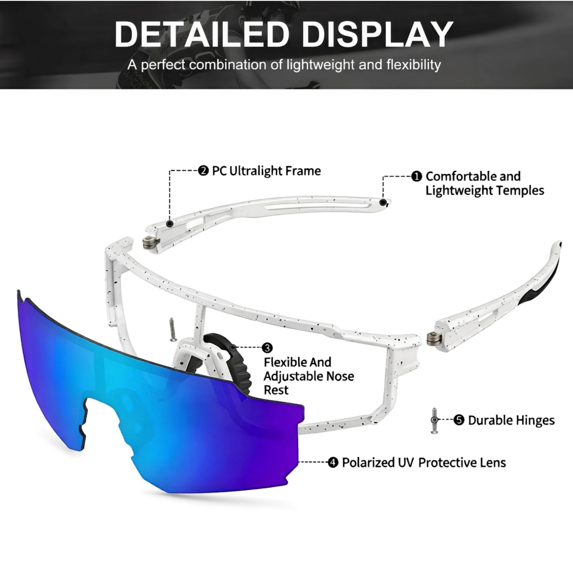 Occhiali da sole sportivi polarizzati per uomo e donna, protezione UV per esterni, occhiali da sole, ciclismo, pesca, baseball, corsa