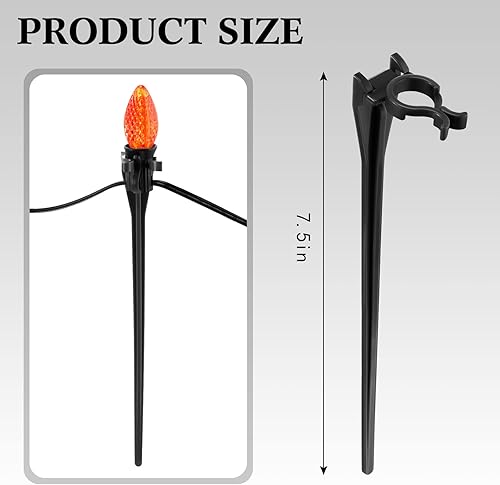 Miniatura 6 de Estacas de luz de Navidad universales para patio y césped, estacas de luz para luces C7 C9, estacas de tierra de 7.5 pulgadas para Navidad al aire