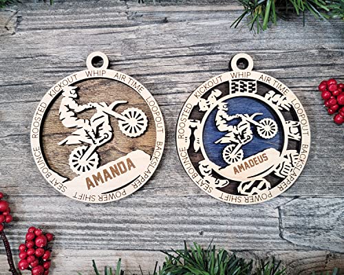 Motocross Laser Cut Personalized Wood Ornament thumb #4