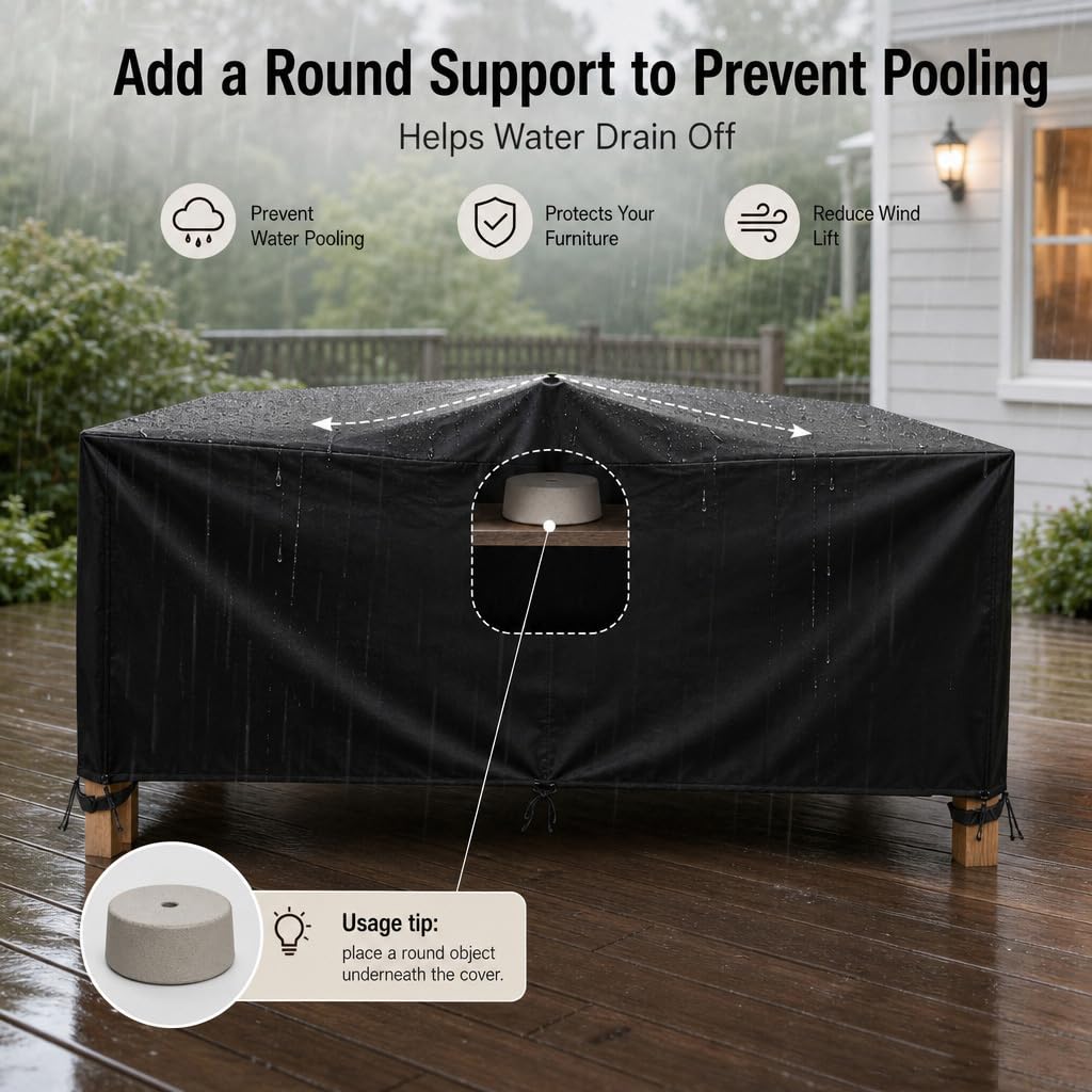 Housse Salon de Jardin Imperméable 420D Oxford, 340x210x75cm/LxWxH Bâche Protection Cube et Lounge Extérieur Anti-UV, Couverture Meubles avec Boucles